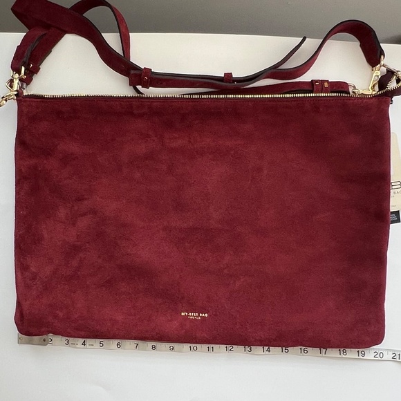 NWT - Suede Hobo Burgundy Slouchy Messenger Shoulder/Crossbody Bag Made in Italy - Picture 6 of 10